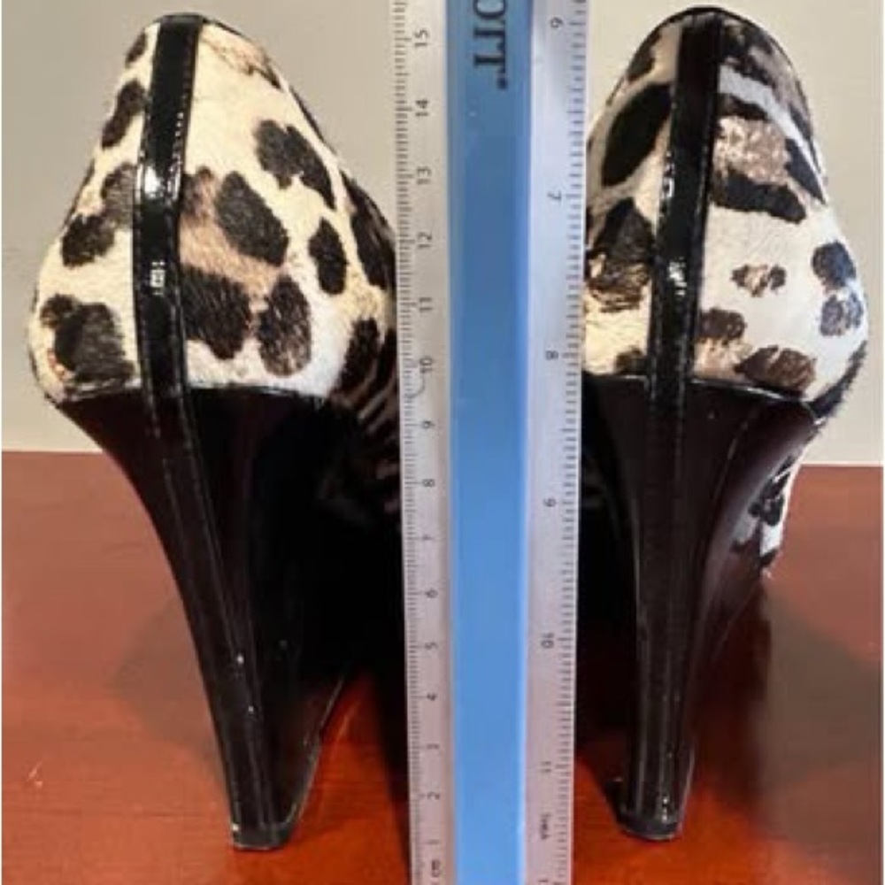 Leather Animal Print Wedges - Picture 3 of 6